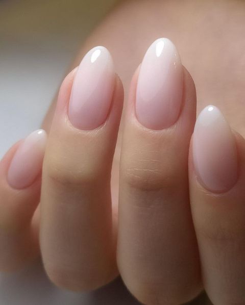 Ombre nails, baby pink ombre on natural nails