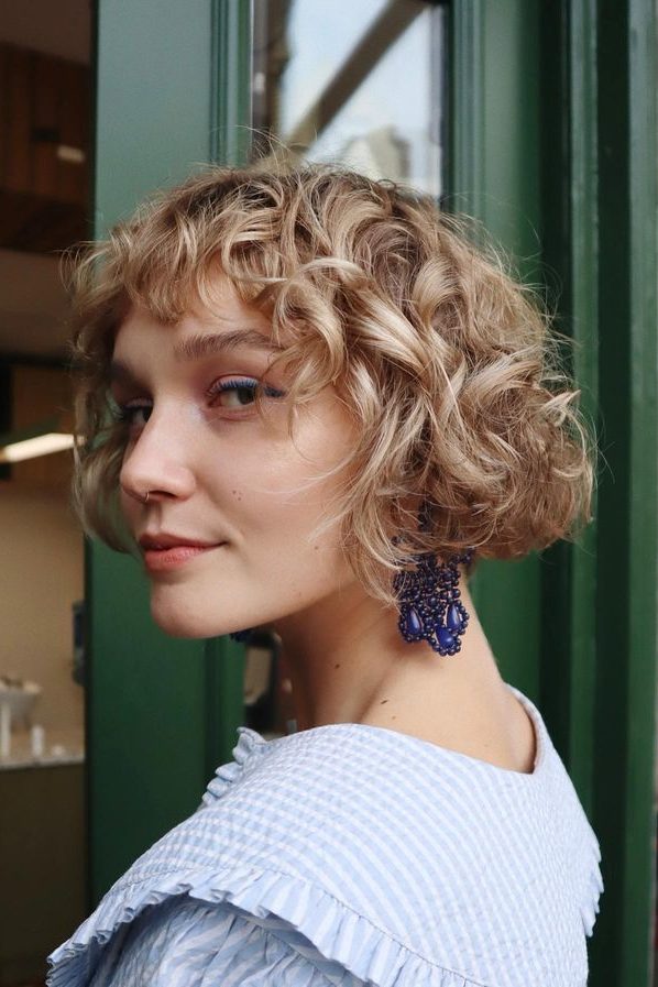 French bob, curly layered french crop